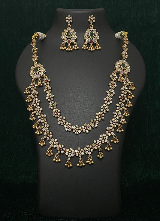 Elegant Studded AD Diamonds & Ghughari Necklace Set