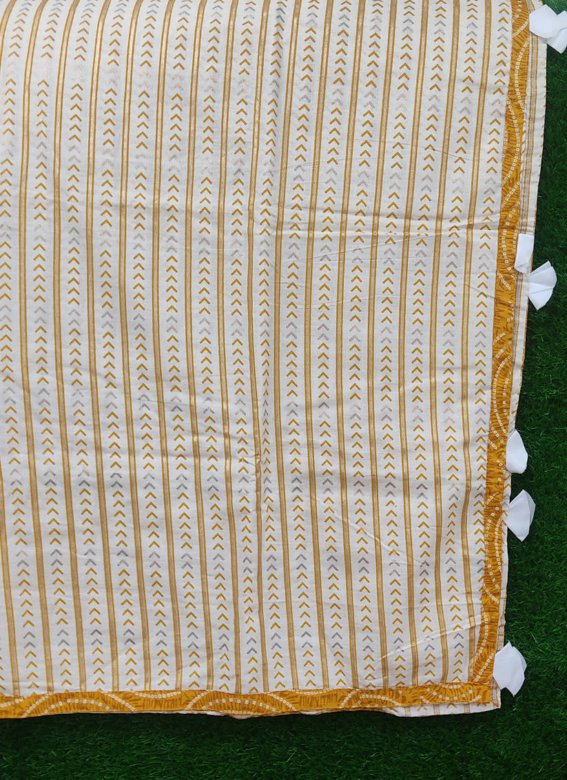 Mustard Yellow Cotton Printed Chaniya Choli