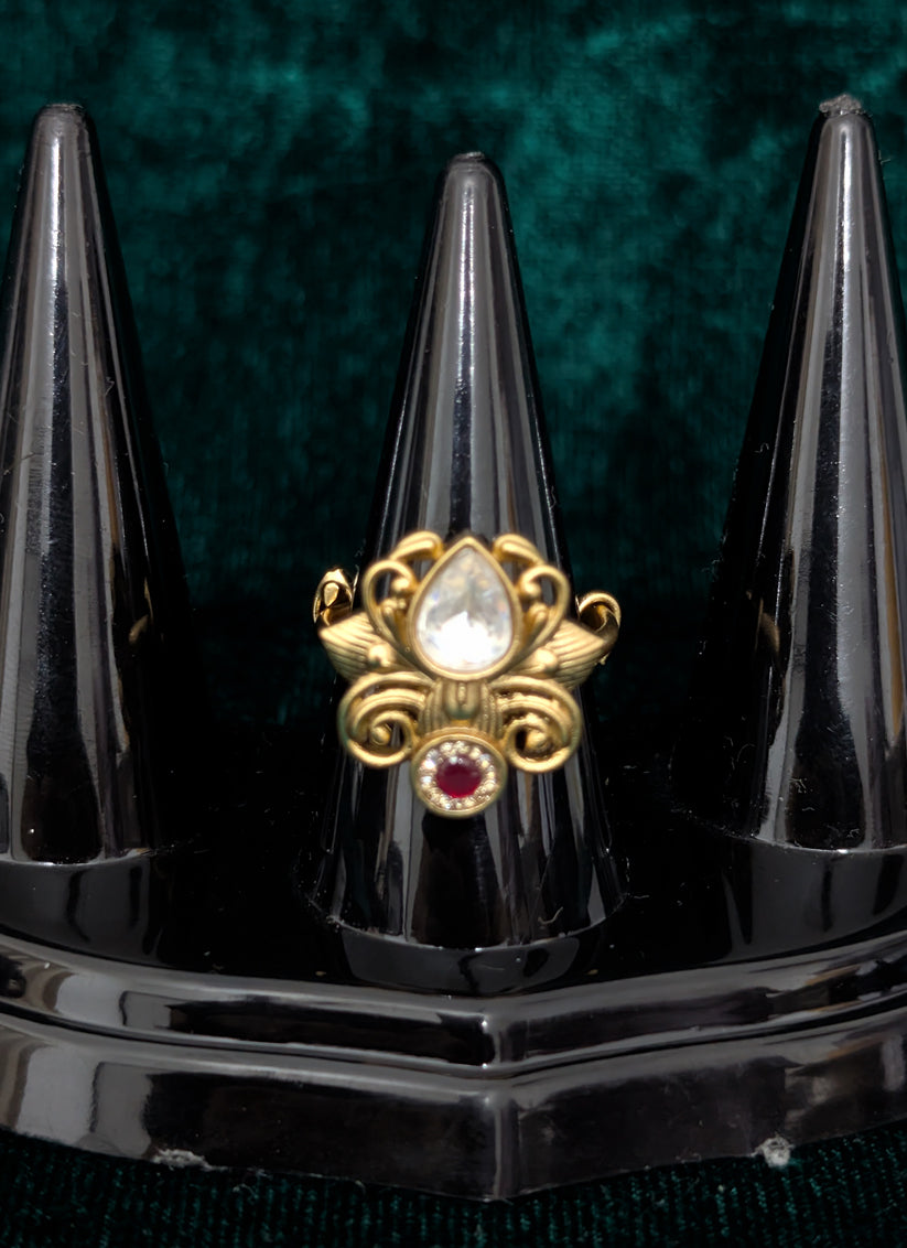 Red Diamond and Gemstone Ring For Women