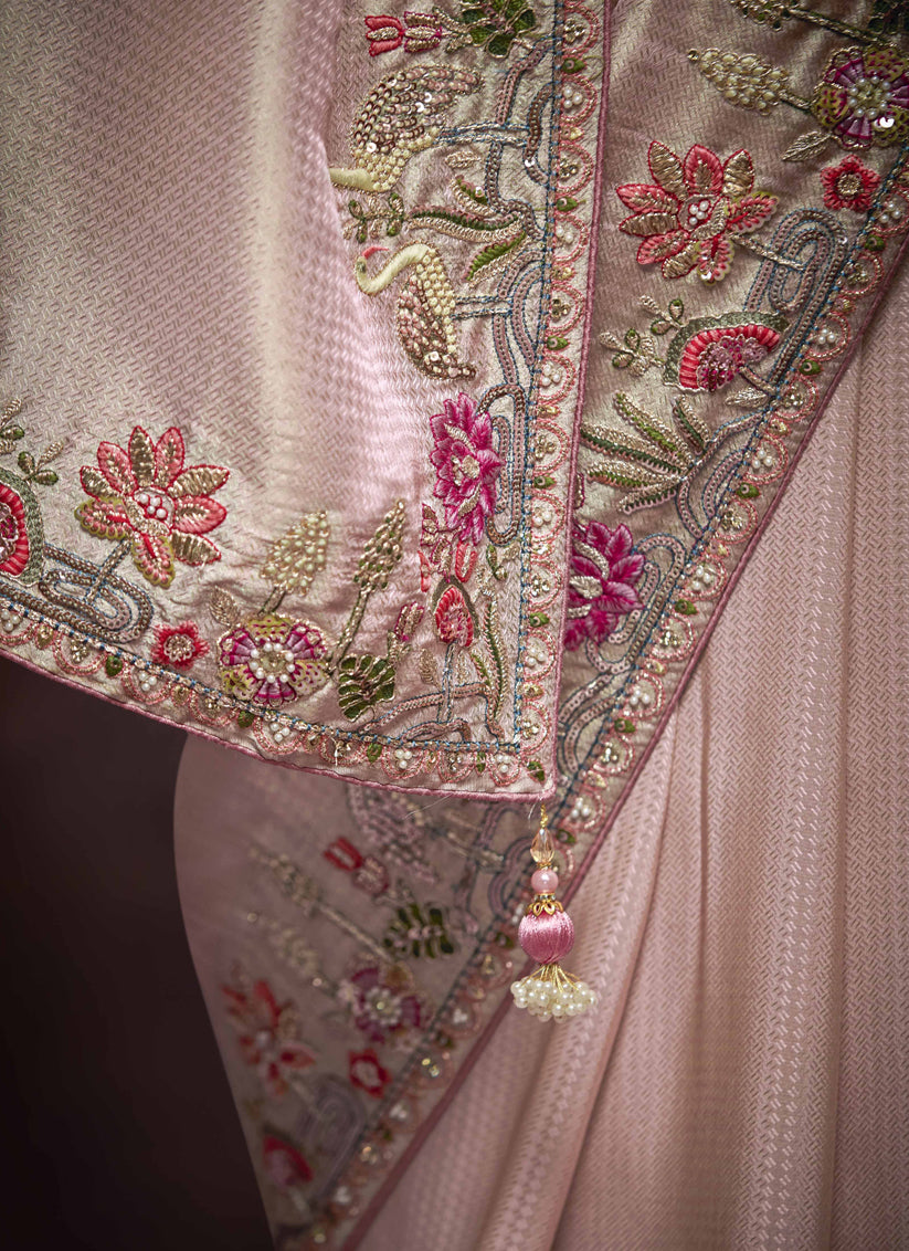 Blush Pink Pure Banarasi Kanjivaram Saree for Wedding
