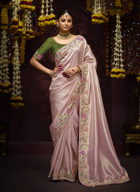 Blush Pink Pure Banarasi Kanjivaram Saree for Wedding
