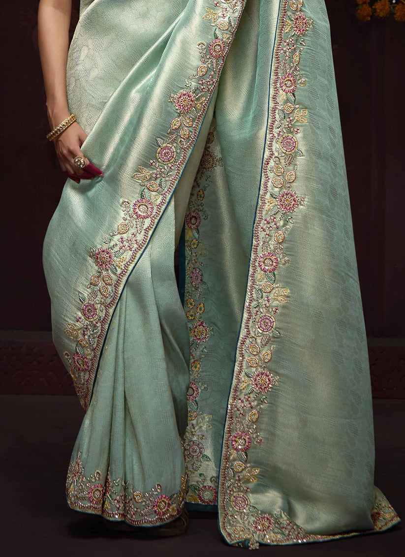 Ice Blue Pure Banarasi Kanjivaram Saree for Wedding