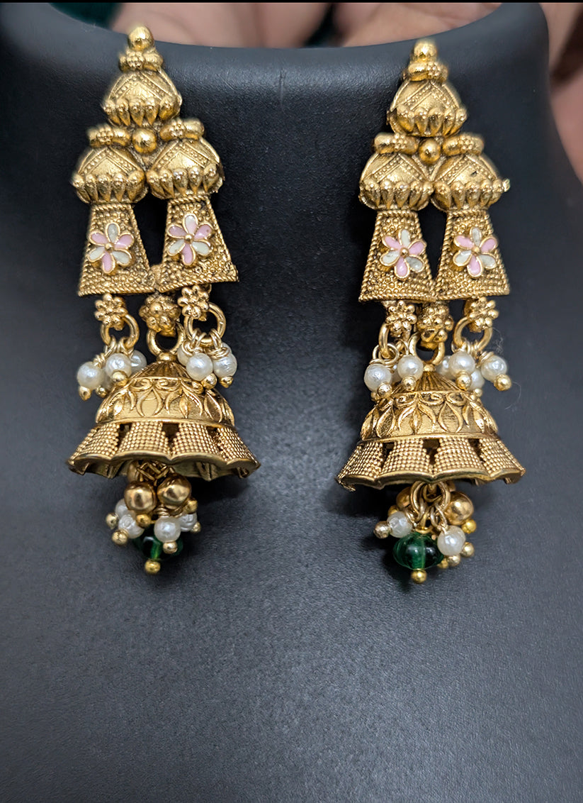 Elegant Pearl & Stone Studded Heavy Necklace Set