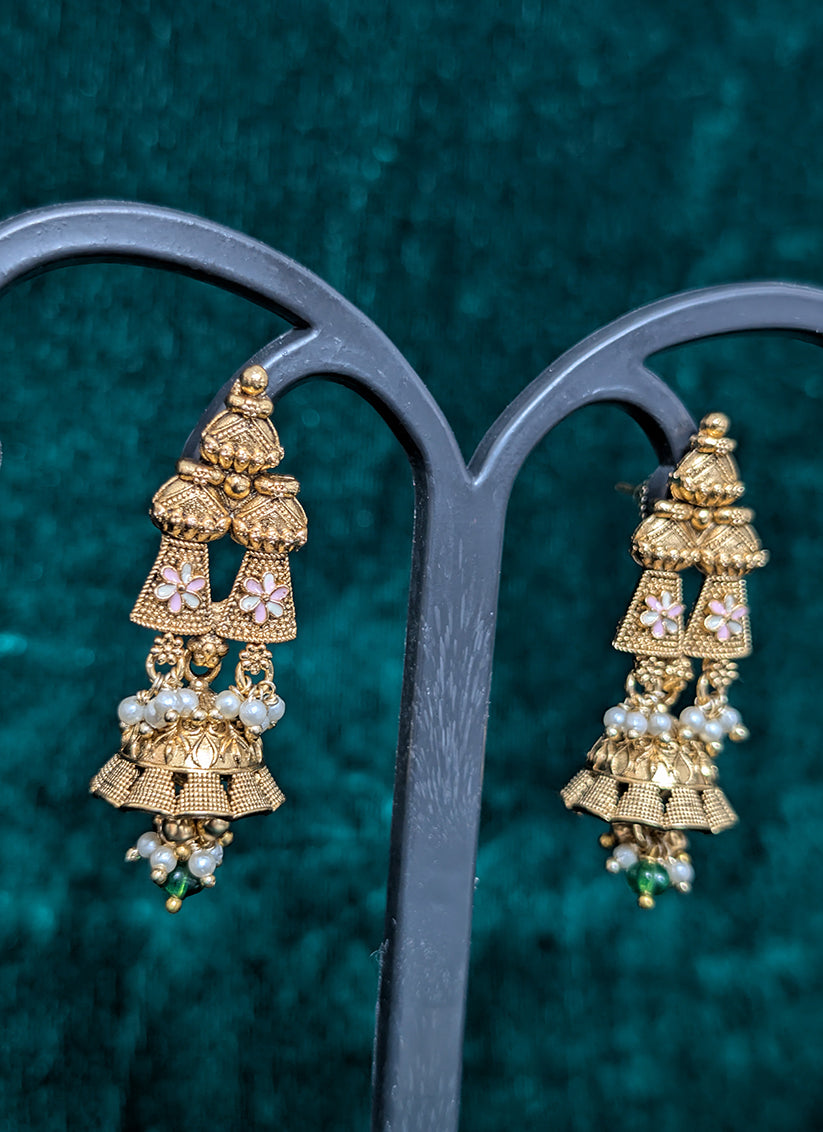 Elegant Pearl & Stone Studded Heavy Necklace Set