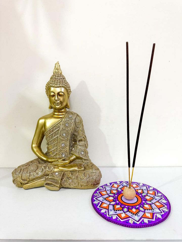Purple Mandala ArtWork Incense Stick Holder (4.5 inches)