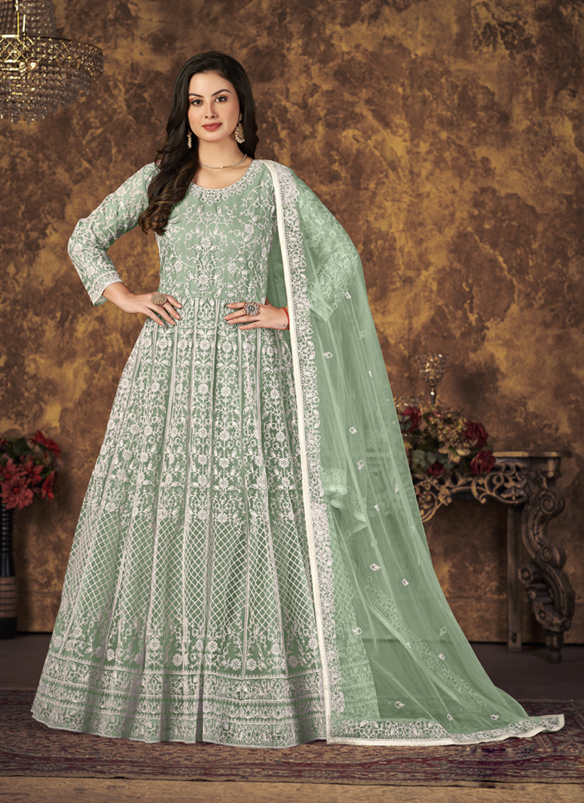 Green 2025 anarkali suit