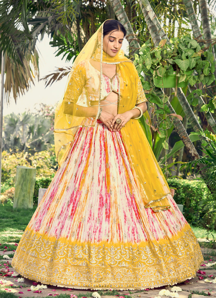 Multicolor Chinnon Digital Print Lehenga Choli