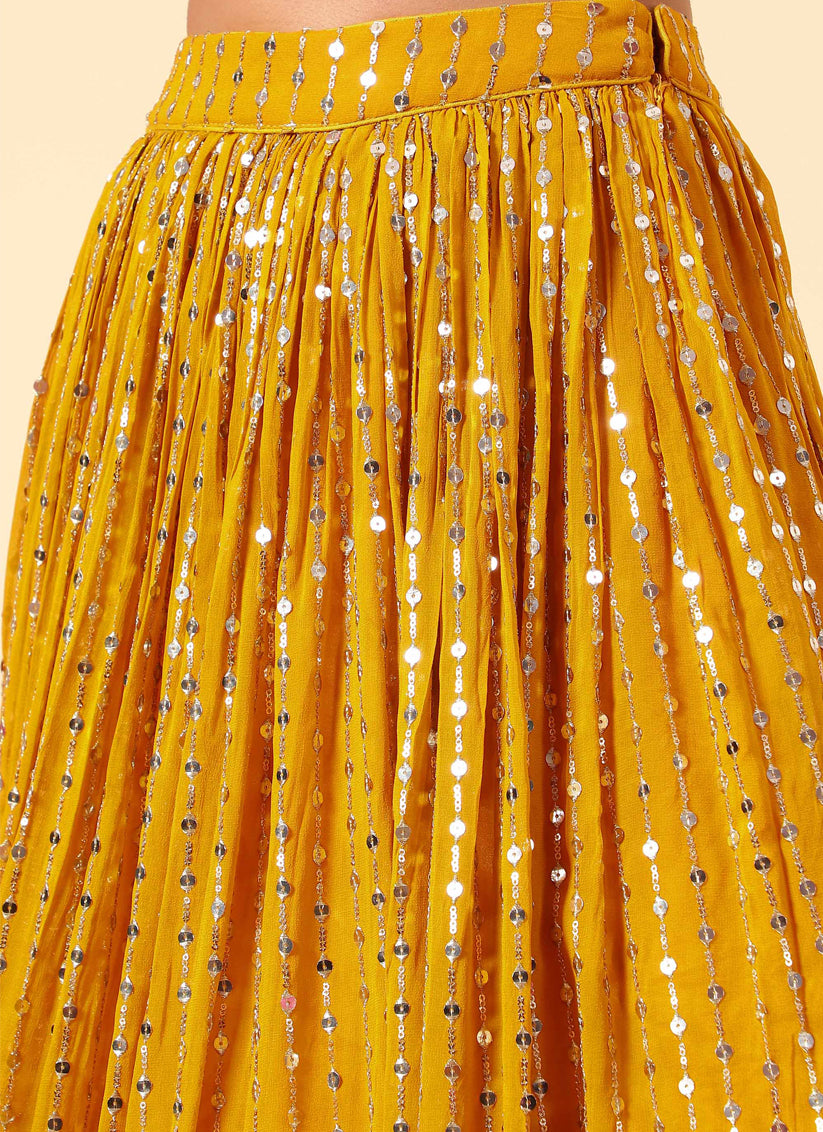 Yellow Heavy Designer Georgette Lehenga Choli