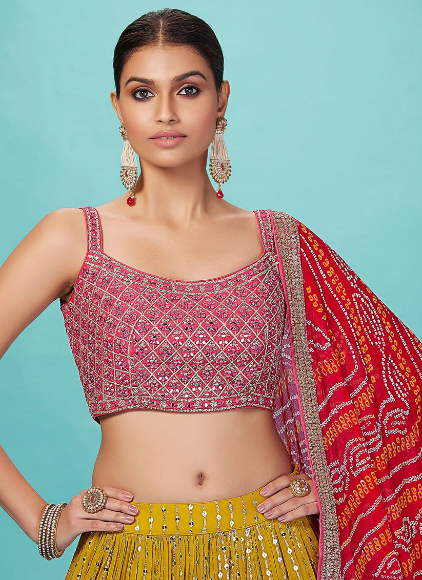 Yellow Heavy Designer Georgette Lehenga Choli