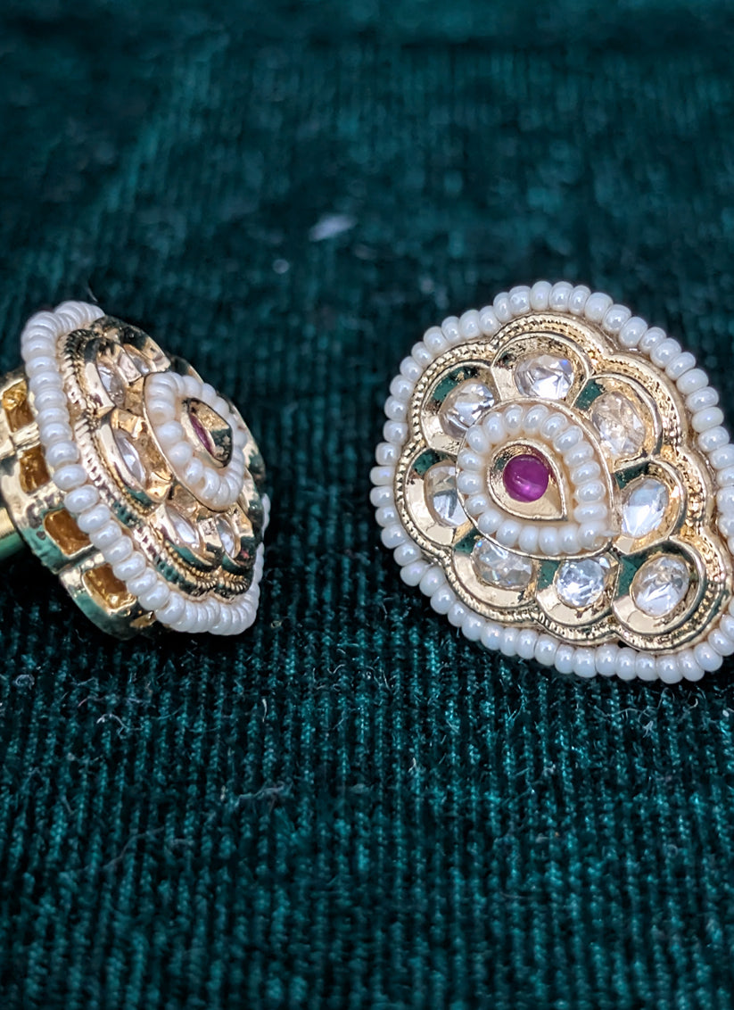 Rose Pink Pearl Gold Plated Kundan Tops