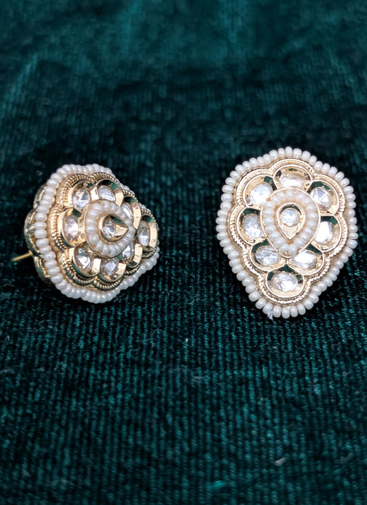 Pearl White Gold Plated Kundan Tops