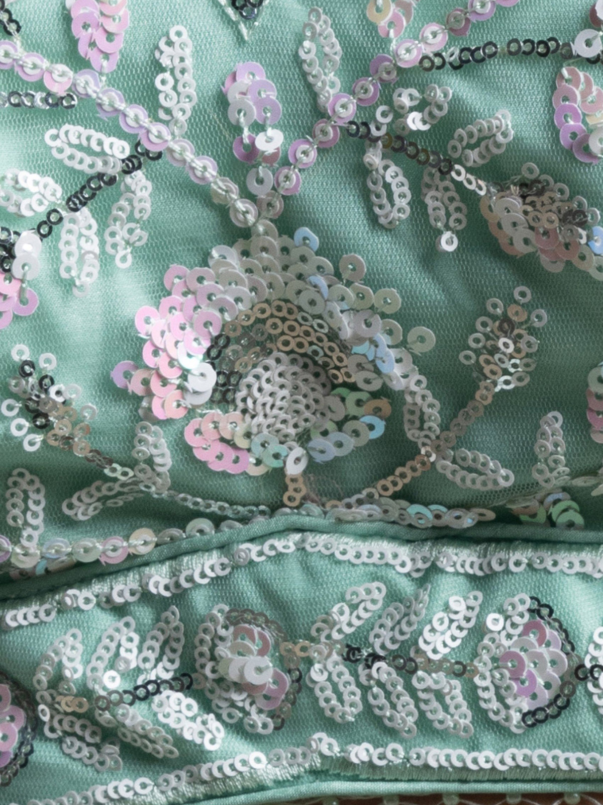 Sky Blue Soft Net Sequins Embroidered Lehenga Choli