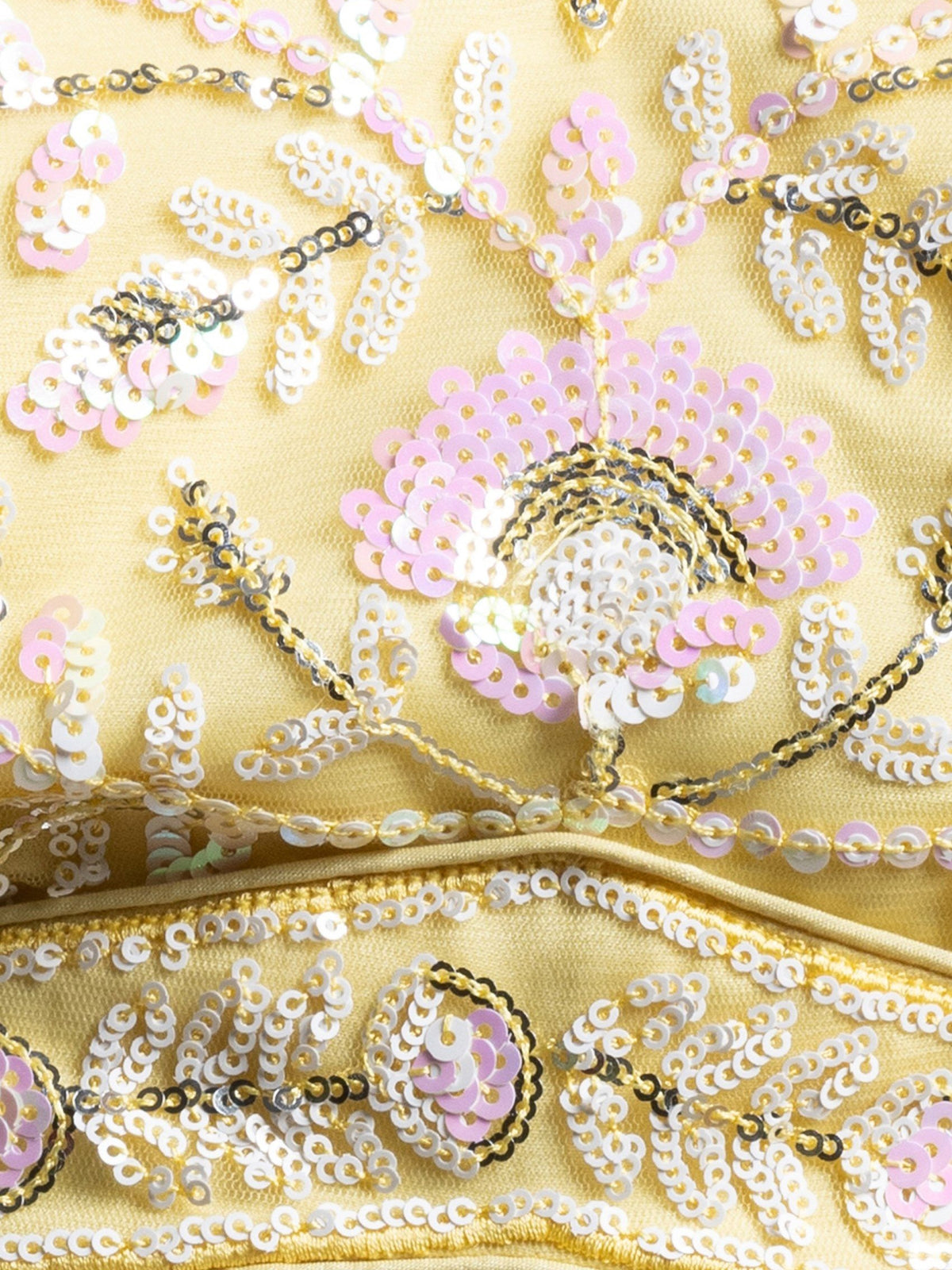 Pastel Yellow Soft Net Sequins Embroidered Lehenga Choli