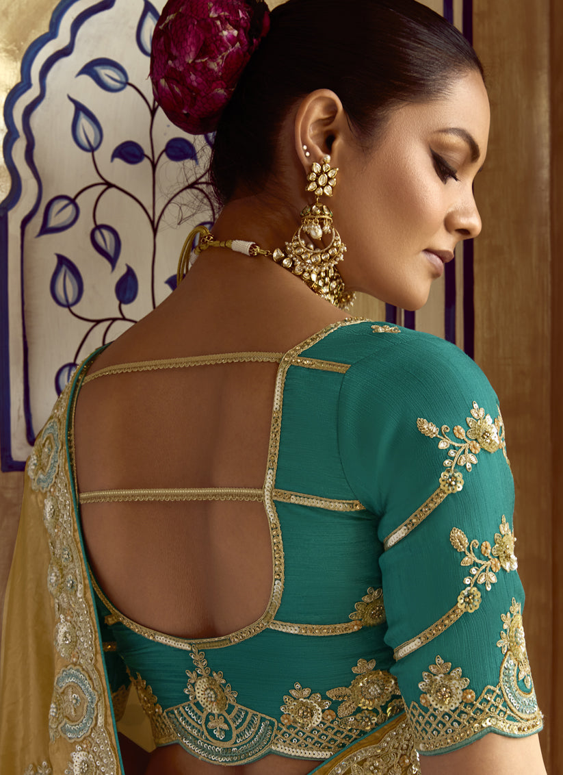 Fawn Embroidered Designer Wedding Saree