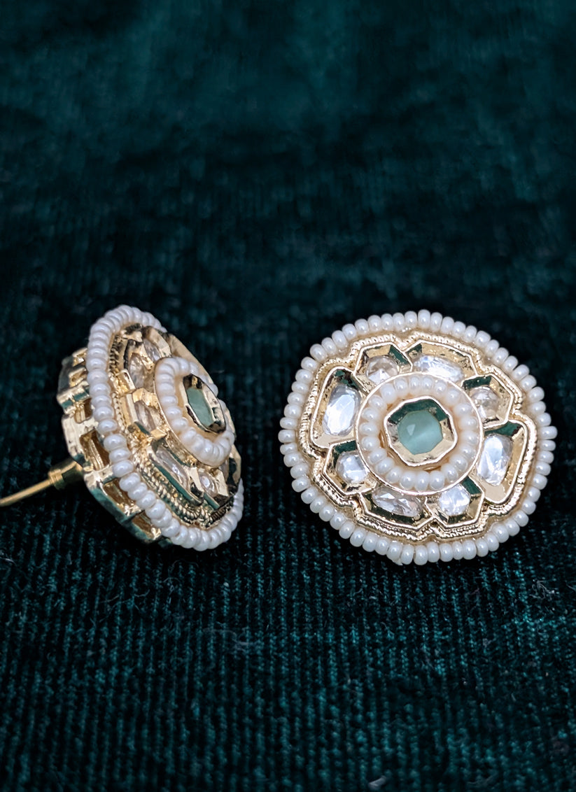 Fine Peach Pearl Gold Plated Kundan Tops