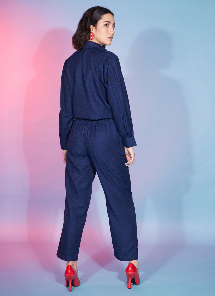 Navy Blue Viscose Rayon Printed Crepe Co-Ord Set