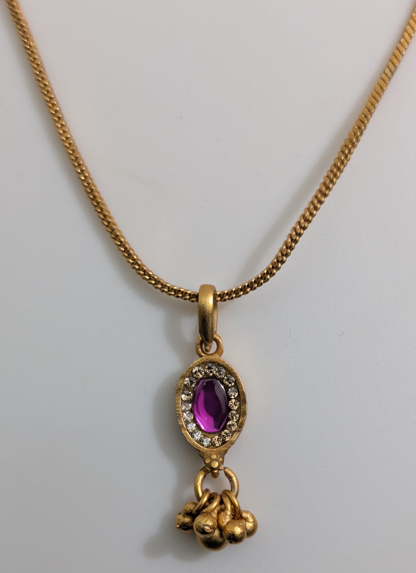 Purple Stone & AD Pendant Set