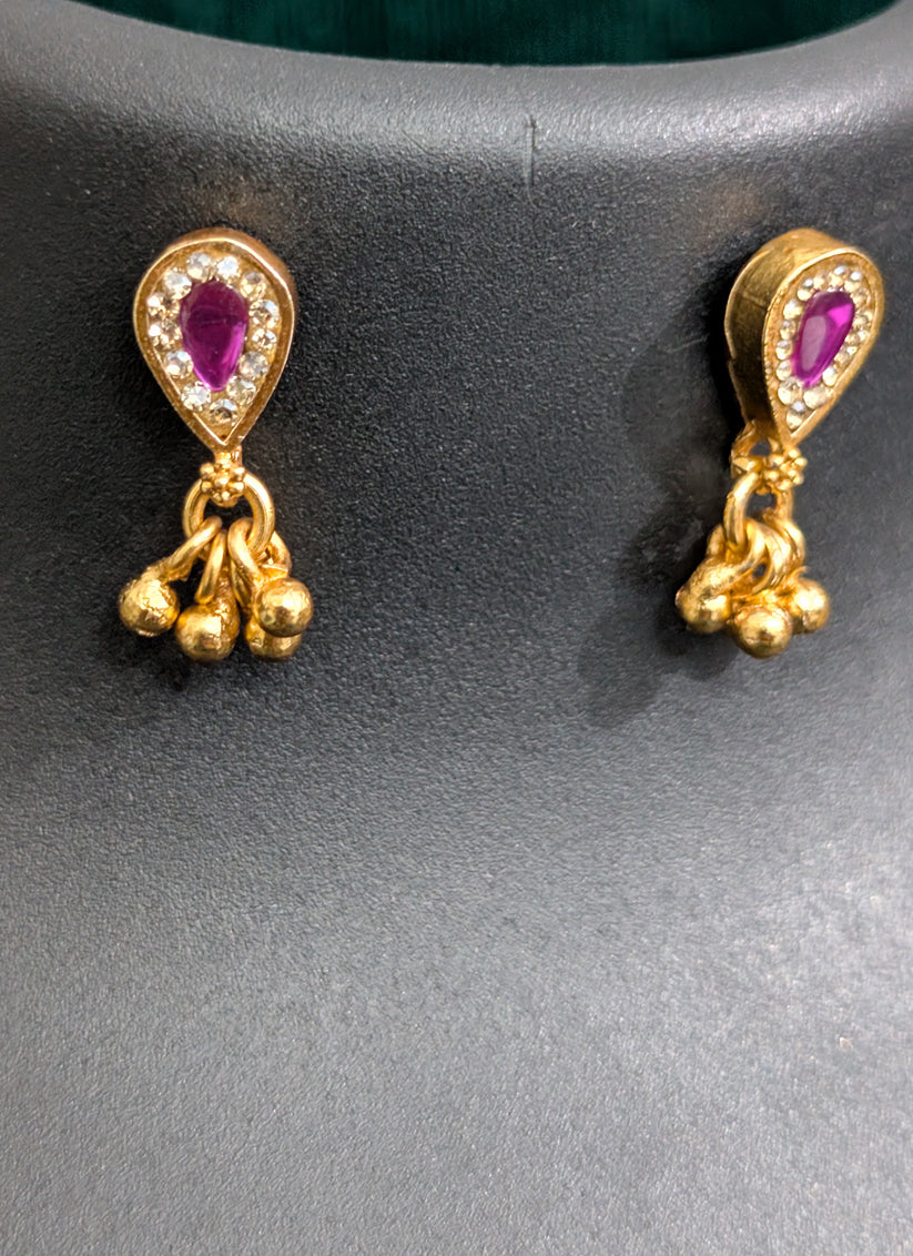 Purple Stone and AD Pendant Set