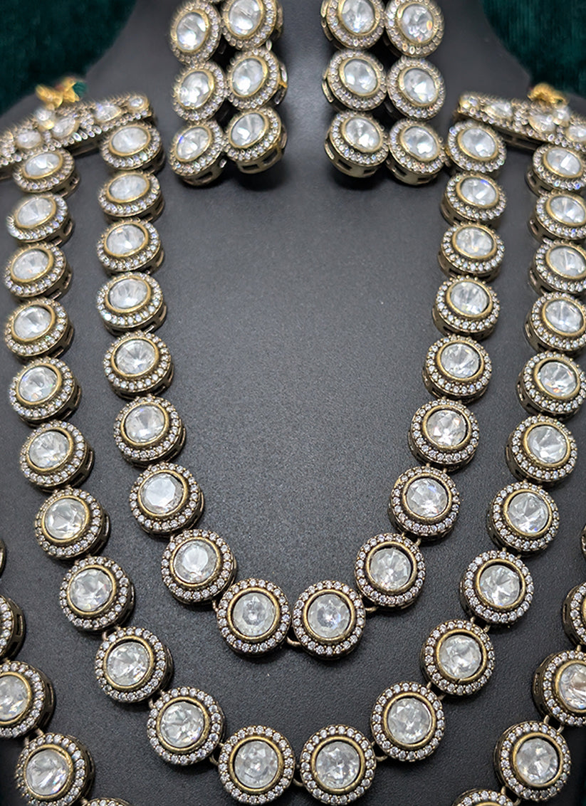 Heavy Studded Stone & AD Diamond Necklace Set
