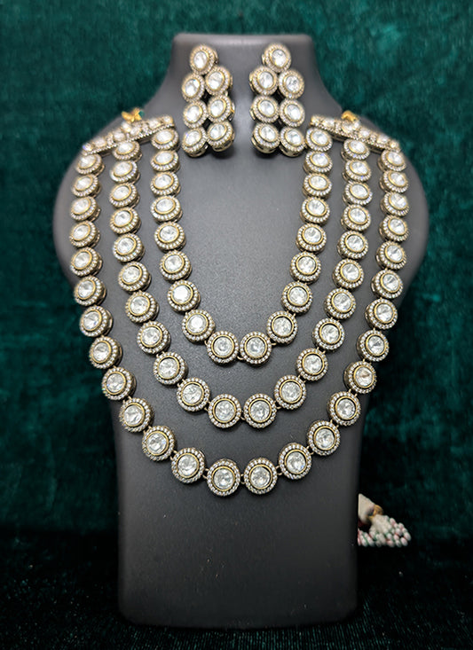 Heavy Studded Stone & AD Diamond Necklace Set