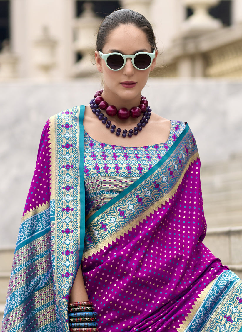 Magenta Banarasi Silk Woven Saree
