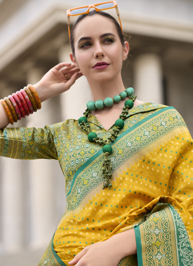 Sunny Yellow Banarasi Silk Woven Saree