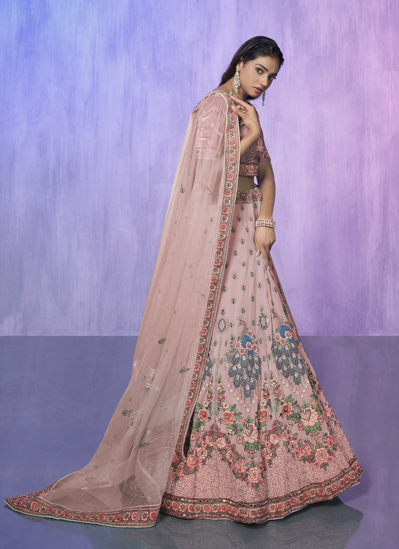 Peach Heavy Designer Lehenga Choli Set