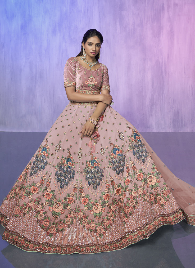 Peach Heavy Designer Lehenga Choli Set