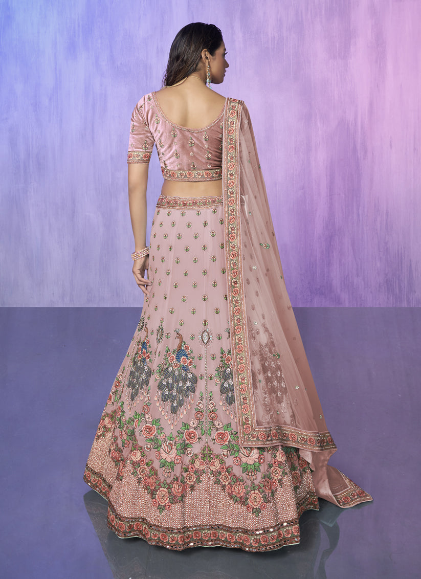 Peach Heavy Designer Lehenga Choli Set