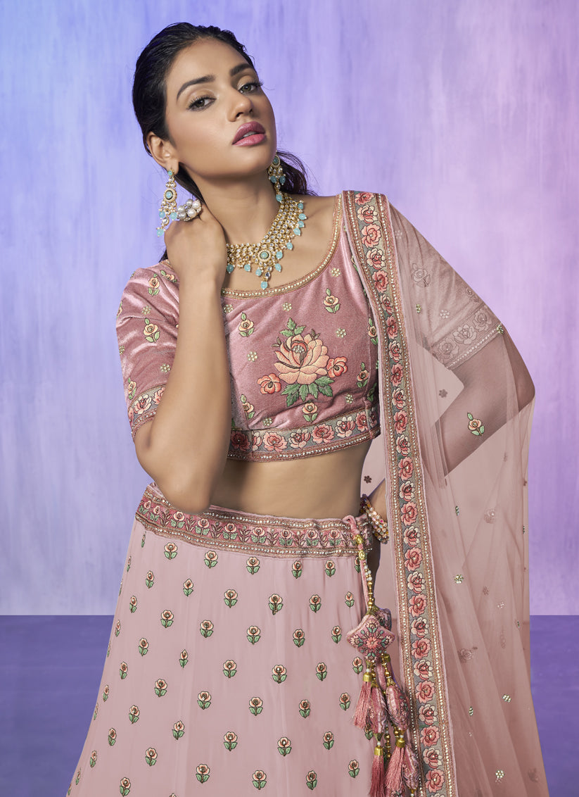 Peach Heavy Designer Lehenga Choli Set