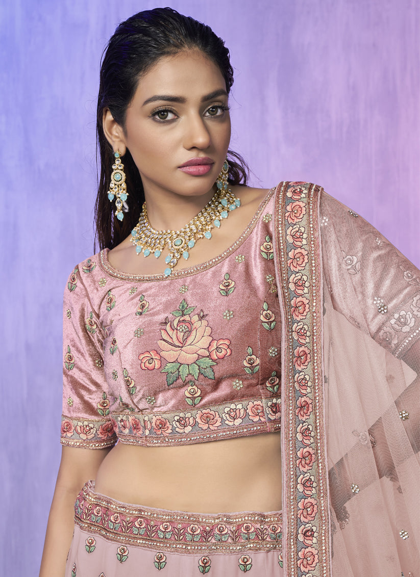 Peach Heavy Designer Lehenga Choli Set