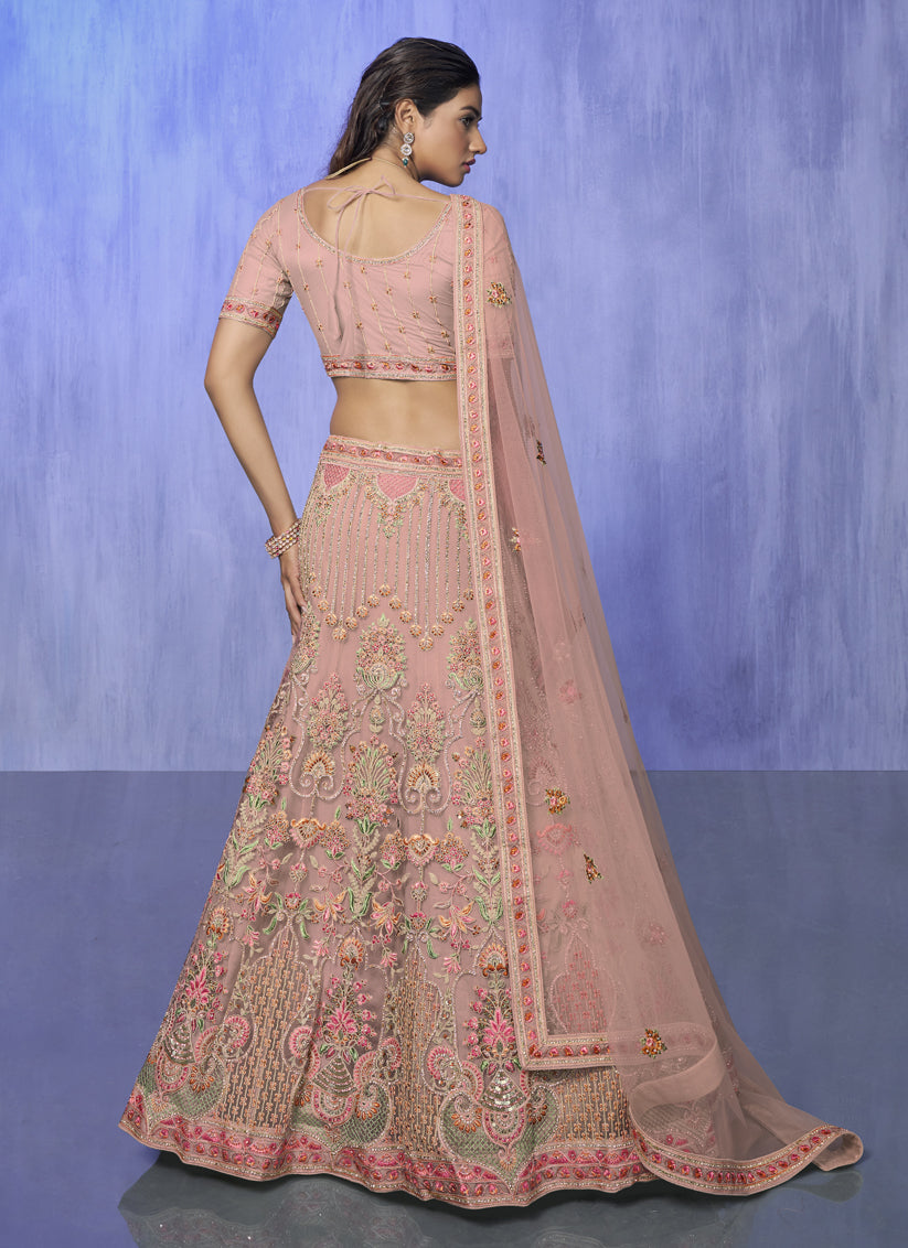 Peach Heavy Designer Lehenga Choli Set