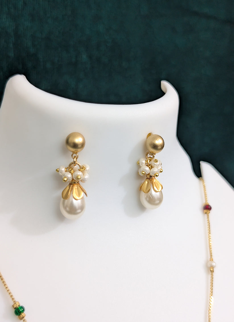 Multi Color Pearl & Stone Pendant Set