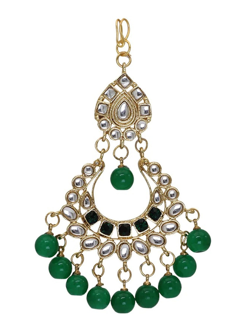 Green & White Imitation Pearl Kundan Dulhan Set