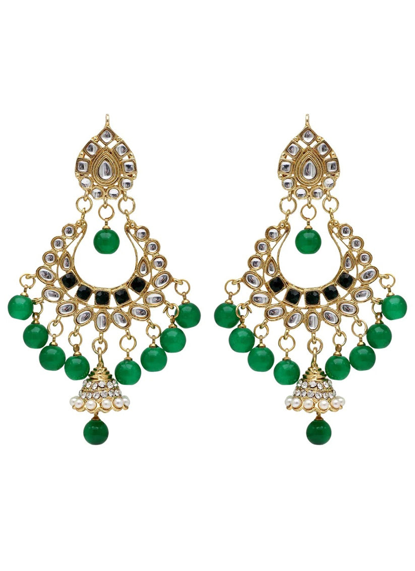 Green & White Imitation Pearl Kundan Dulhan Set