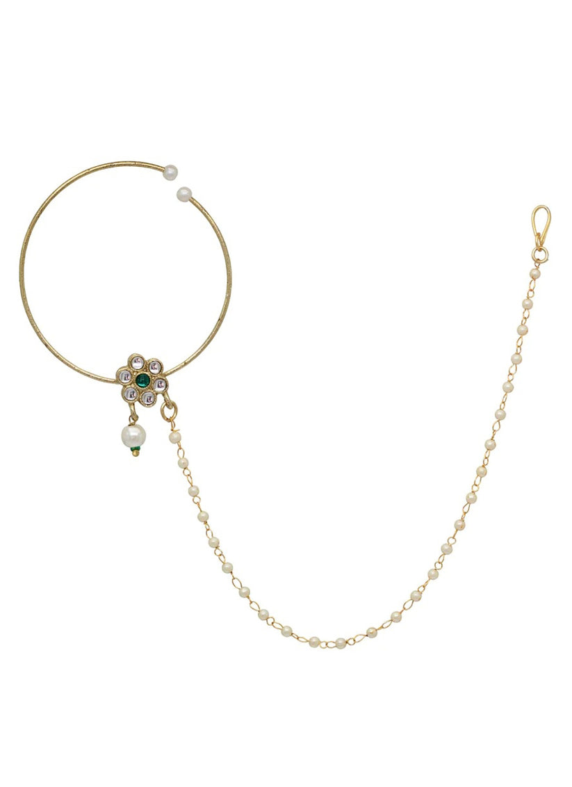 Green & White Imitation Pearl Kundan Dulhan Set