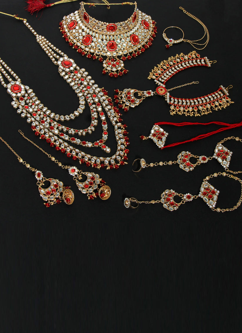 Red Kundan Dulhan Set
