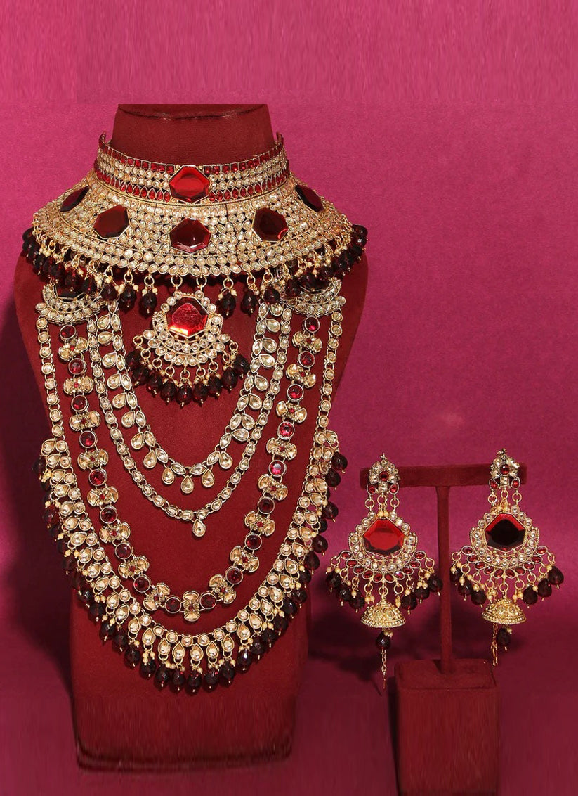Maroon Kundan Dulhan Set