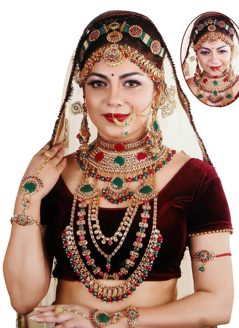 Maroon Kundan Dulhan Set