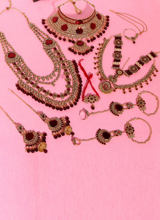 Maroon Kundan Dulhan Set