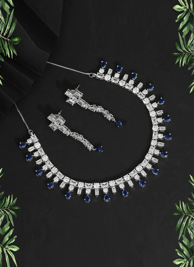 Blue American Diamond Necklaces Set