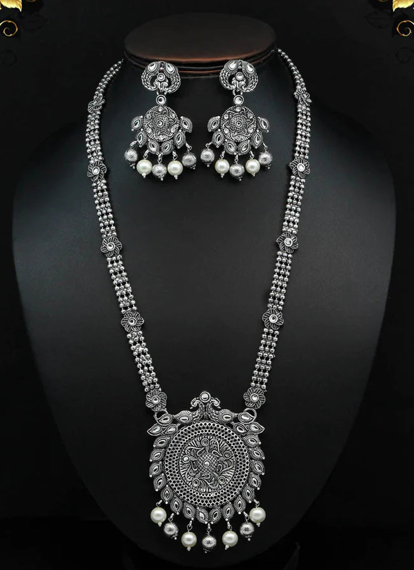 Silver Oxidised Necklace Set