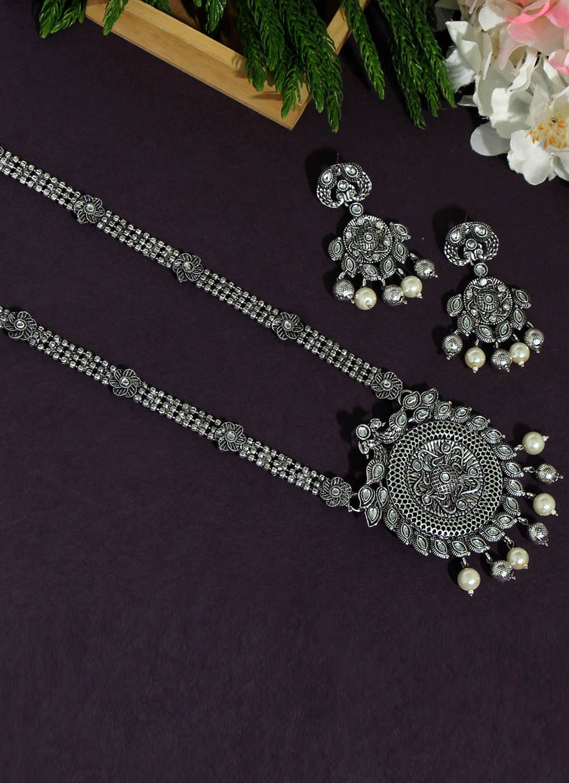 Silver Oxidised Necklace Set