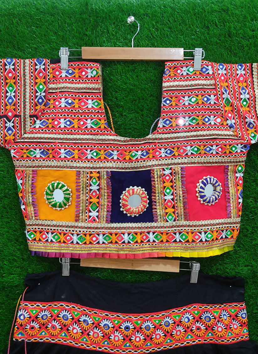 Black Rayon Gamthi work Chaniya Choli