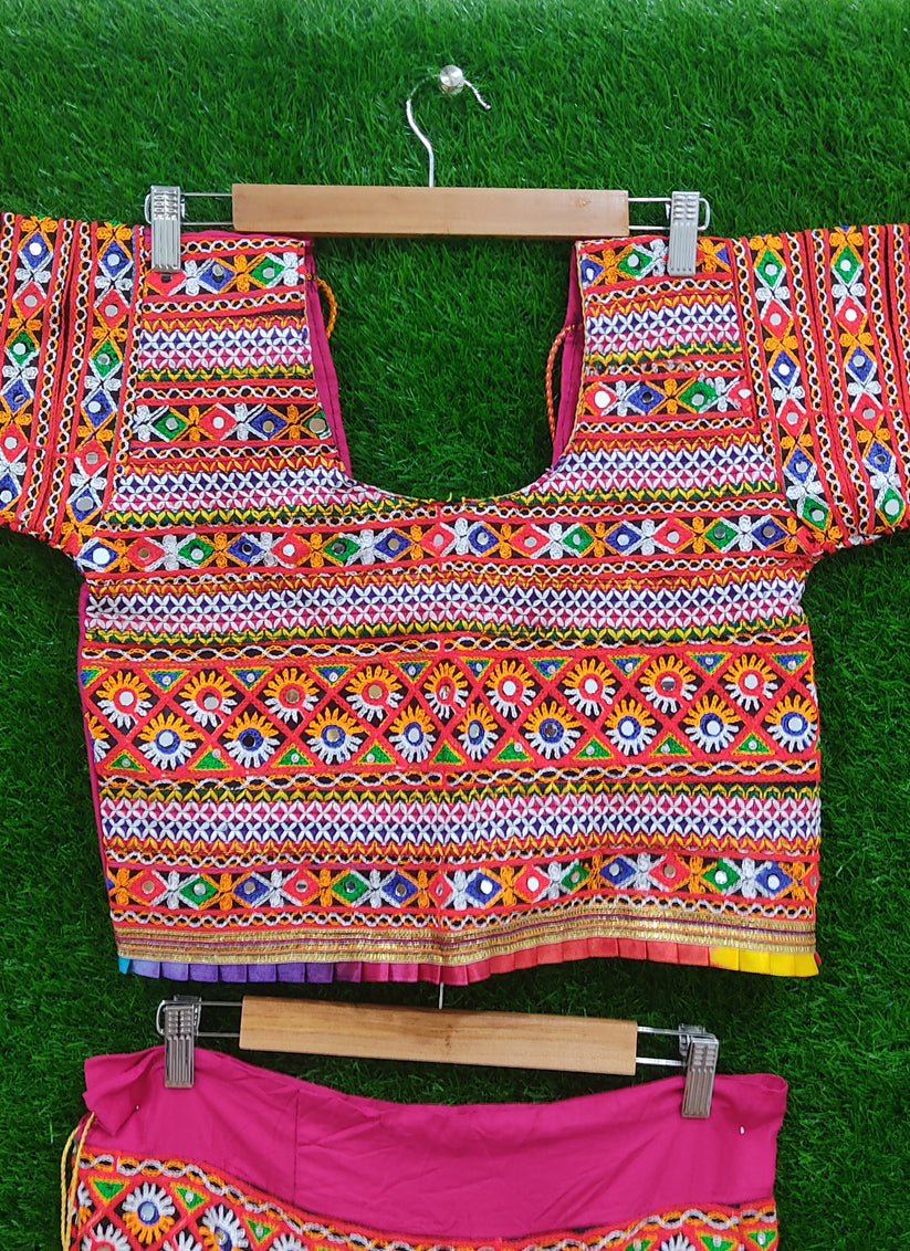 Pista Green Rayon Gamthi work Chaniya Choli