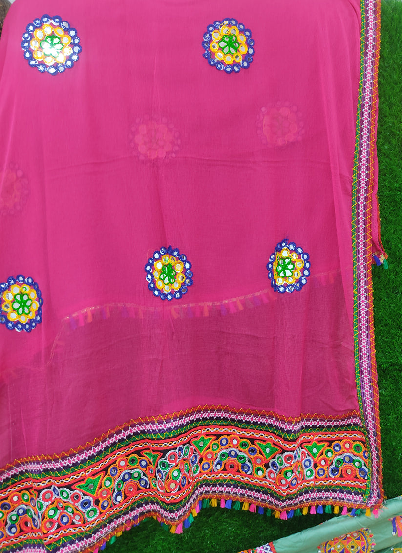 Pista Green Rayon Gamthi work Chaniya Choli