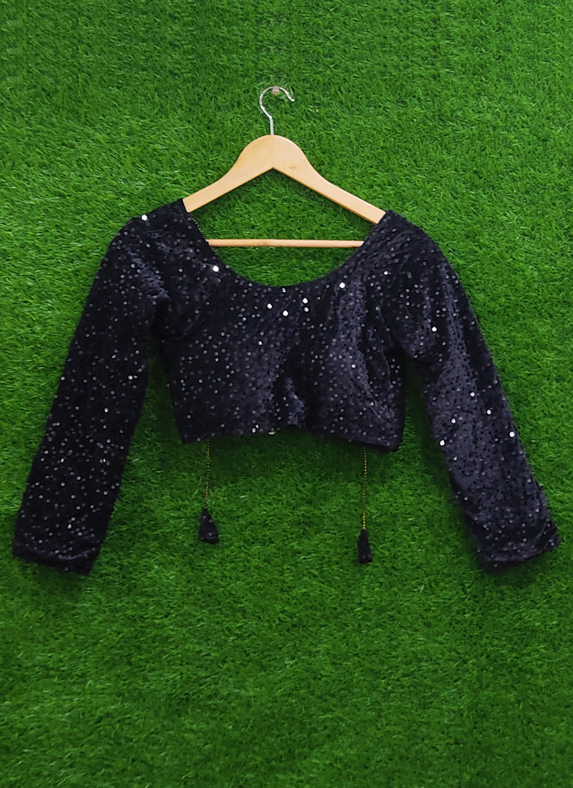 Black Velvet Sequence Partywear Blouse