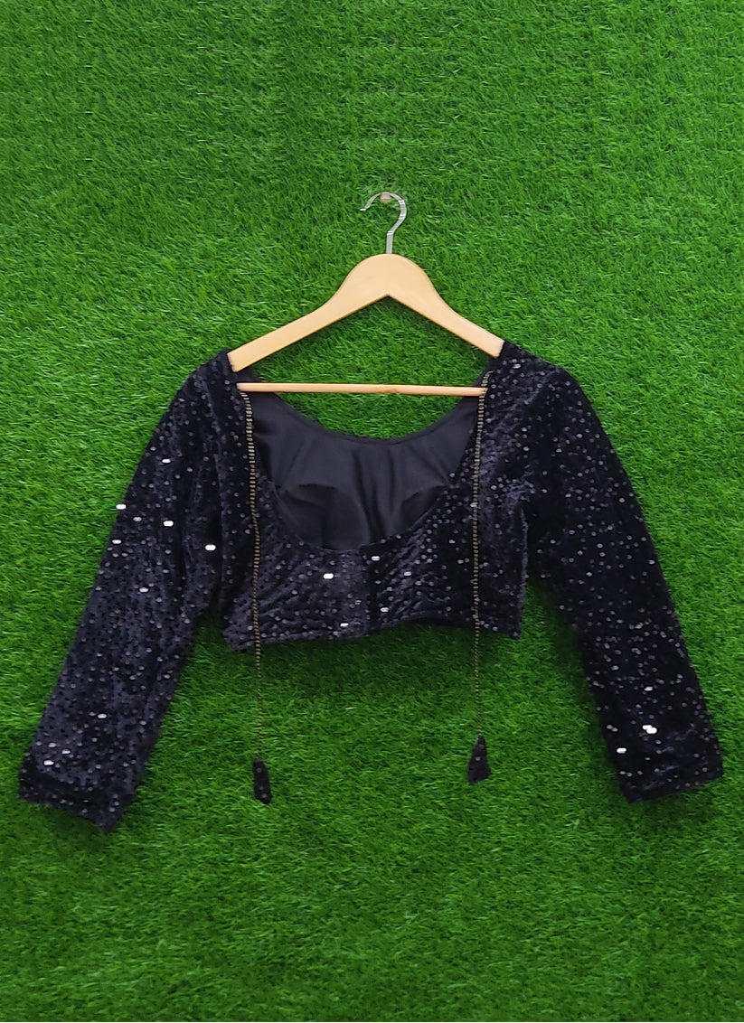 Black Velvet Sequence Partywear Blouse
