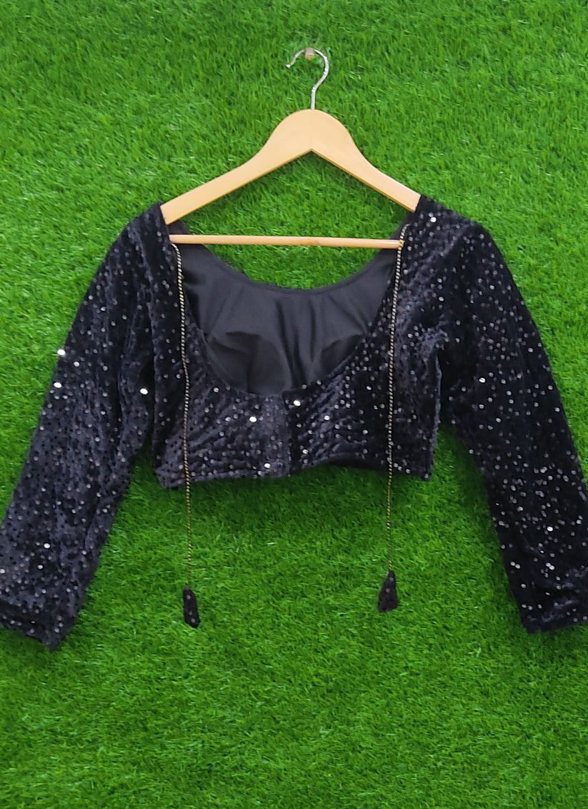 Black Velvet Sequence Partywear Blouse