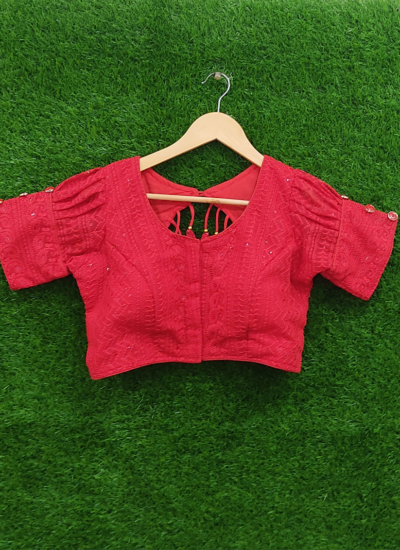 Red Georgette Embroidered Designer Blouse